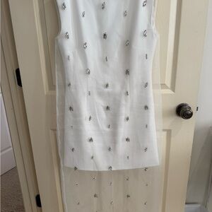 ANTONIO MELANI White Dress with Silver Embellishments